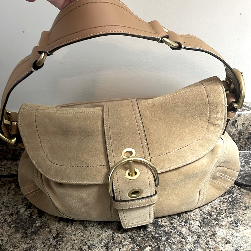 Tan Suede Coach Handbag